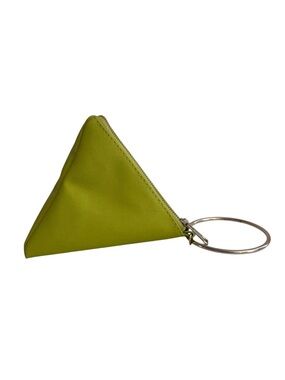 Lime Green Triangle Purse Key Ring Zipper Pouch Small Bag
